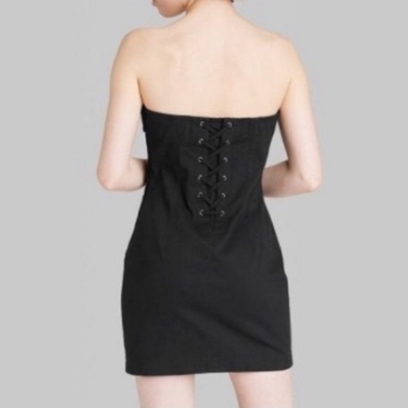 Wild Fable Twill Sleeveless Lace-Up Back Tube Mini Dress - Picture 4 of 13